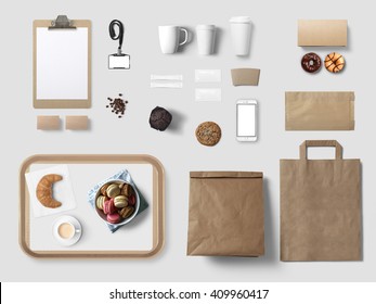 Cafe branding mock up for your design presentation, top view - Powered by Shutterstock