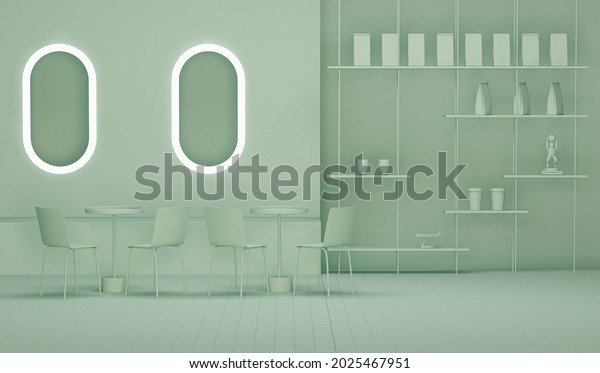 Cafe shop\
modern and minimal design. Furniture waiting zone pastel cream and\
beige color, table and chairs white gloss, white gloss wall.\
Concept from spaceship, plane .3D render\
\
