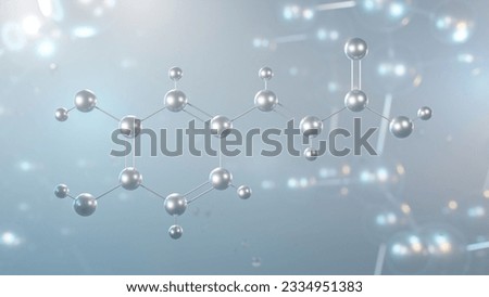 caffeic acid molecular structure, 3d model molecule, hydroxycinnamic acid, structural chemical formula view from a microscope