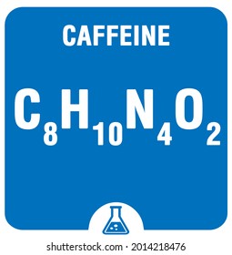Caffeine C8H10N4O2. Alkaline earth metals. Caffeine C8H10N4O2 Chemical formula. Caffeine in square cube creative concept. C8H10N4O2 formula. Caffeine Chemistry, laboratory, science background 