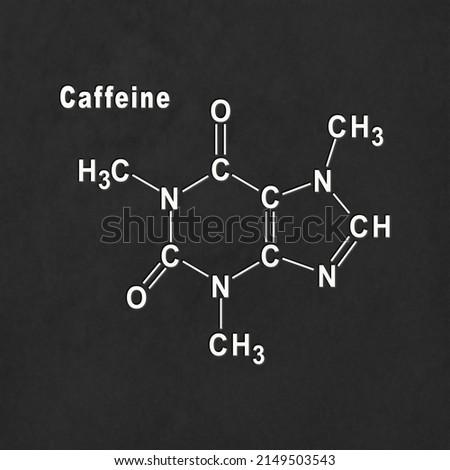 Caffeine Structural chemical formula white on black background
