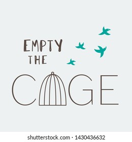 Cage symbol with Empty the Cage typography. Emblem for animal welfare design
