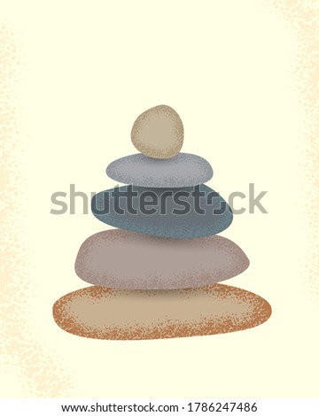 Cairn pastel colors concept. Abstract trendy aesthetic backdrop with geometric balance shapes pattern. Modern minimalist design, art print, wall poster, home decor. Organic stones in a row. 
