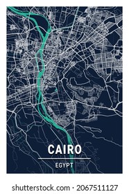 Cairo Blue Dark City Map
