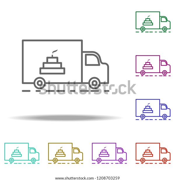 cake delivery dusk icon. Elements of Birthday in\
multi color style icons. Simple icon for websites, web design,\
mobile app, info\
graphics