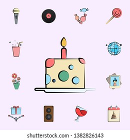 Cake For One Year Colored Icon. Birtday Icons Universal Set For Web And Mobile