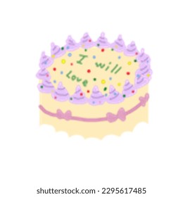 Cake pastels cute for valentines birthday .png