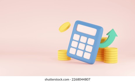 Calculator 3D illustration . Concept of  Financial management business , Tax payment and business , financial risk planning  on isolated on minimal background . 3d Rendering - Powered by Shutterstock