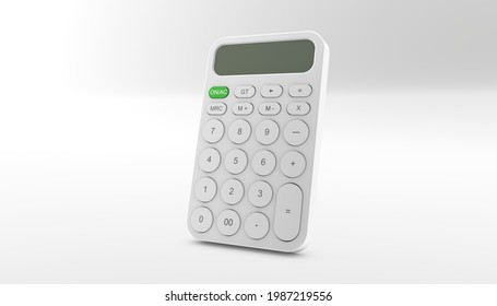 Calculator 3d. Pure White Style And Background. 3d Illustration, 3d Rendering.