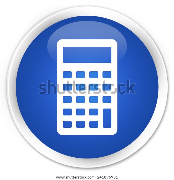 Calculator icon blue glossy\
round button