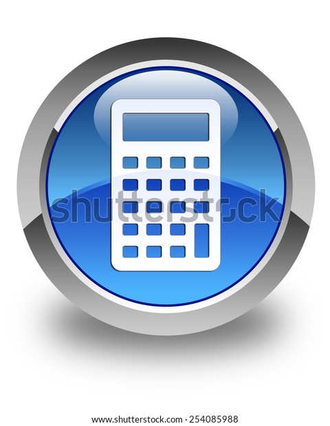 Calculator icon glossy blue\
round button