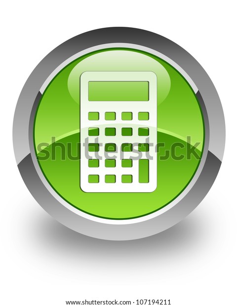 Calculator icon on\
glossy green round\
button