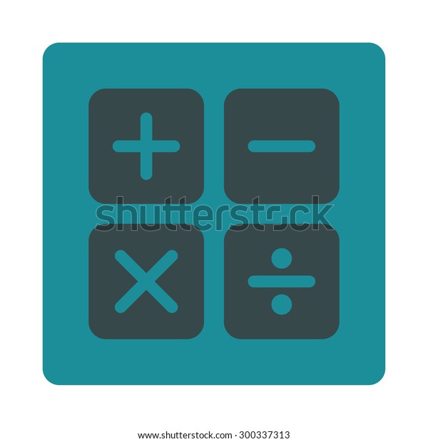 Calculator icon. This\
flat rounded square button uses soft blue colors and isolated on a\
white\
background.