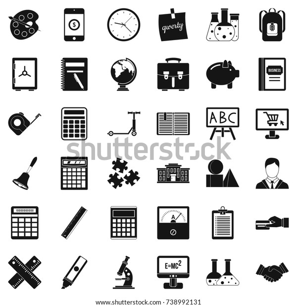 Calculator icons set. Simple style of 36\
calculator  icons for web isolated on white\
background
