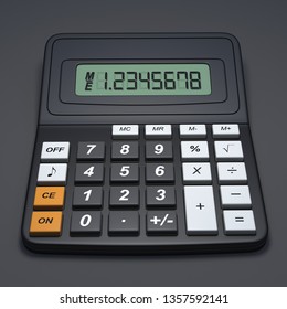 Calculator Isolated On Grey Background. 3d Rendering.