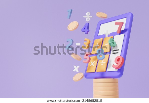 Calculator\
money and basic math operation symbols math, plus, minus,\
multiplication, number divide, Mathematic calculate Finance\
education concept. minimal style. 3d\
rendering