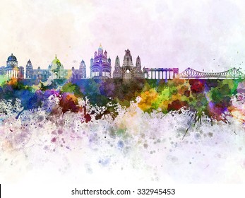 Calcutta Skyline In Watercolor Background