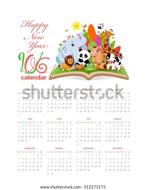 Calendar 2016\
with  gardens and animals on the\
book