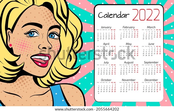 Calendar 2022 Style Pop Art Sexy Stock Illustration 2055664202 Shutterstock 7620