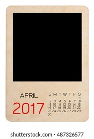Calendar of April 2017 on the Empty old photo