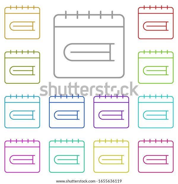 Calendar, book multi color icon. Simple thin\
line, outline of calendar icons for ui and ux, website or mobile\
application on white\
background