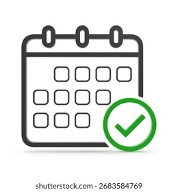 Calendar with Checkmark Schedule Completed Task Approval Event Planning