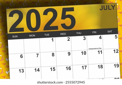 Calendar header for July 2025 - Powered by Shutterstock