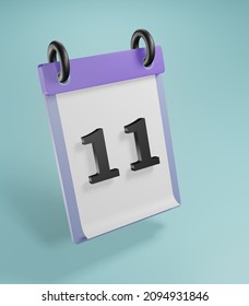 Calendar Icon In 3D Rendering With Number 11