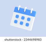 Calendar icon isolated 3d render illustration
