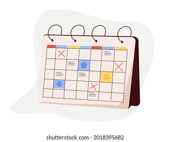 Calendar Icon. Planning Concept. Entrepreneurship And Calendar Schedule Planning With Filling Course Campaign. Illustrations Business Meeting And Events Organizing Process Office Working Vector