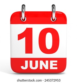 Calendar On White Background 10 June Stock Illustration 245372953