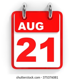 Calendar On White Background 21 August Stock Illustration 375376081 ...