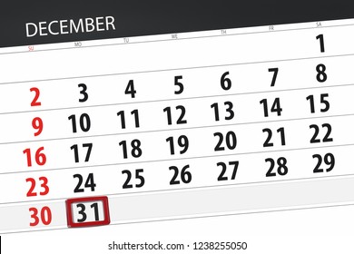 Calendar Planner For Month December 2018, Deadline Day, Monday, 31