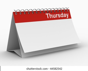 Calendar For Thursday On White Background. Isolated 3D Image