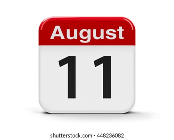 Calendar web button - The Eleventh of August, three-dimensional rendering, 3D illustration