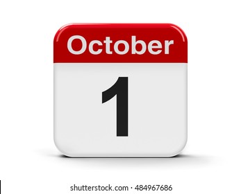 Calendar web button - The First of October - International Day of Older Persons, International Music Day, World Vegetarian Day, three-dimensional rendering, 3D illustration
