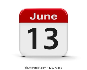 Calendar web button - The Thirteenth of June, three-dimensional rendering, 3D illustration