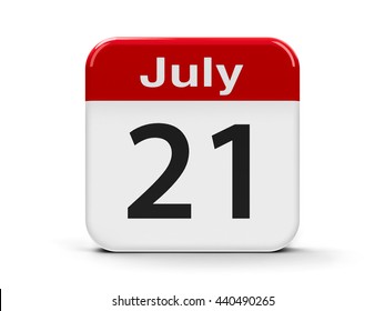 Calendar web button - The Twenty First of July - Belgian National Day, three-dimensional rendering, 3D illustration