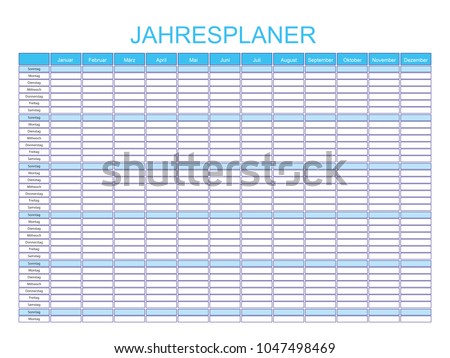 calendar whole year every year stock illustration 1047498469