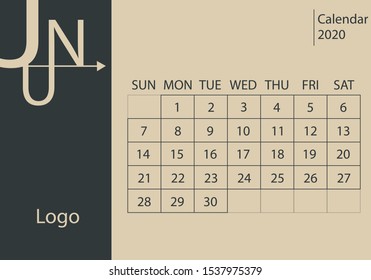 Calendar Year 2020, June Month.