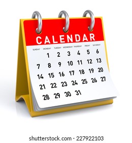 Calendar3d Illustration Calendar On White Floorbackground Stock ...