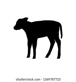 Calf Farm Mammal Black Silhouette Animal. JPG Illustration.