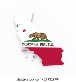 california flag on 3d map