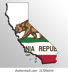 California Map With The Flag Inside. 