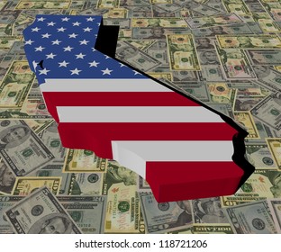 California Map Flag On American Dollars Illustration