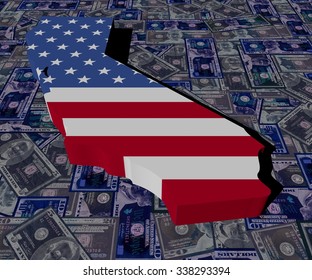 California Map Flag On Dollars Illustration