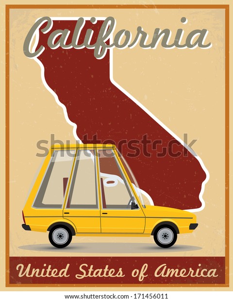 California road trip vintage\
poster 