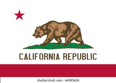 California state flag of America, isolated on white background.
