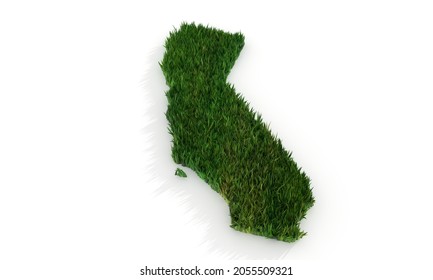 California State Map With 3d Green Grass