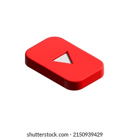 CALIFORNIA, UNITED STATES - Apr 09, 2022: A 3D Rendering Of The Youtube Logo On A White Background